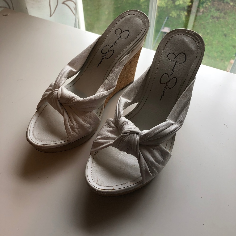 Jessica Simpson White Wedges Size 7